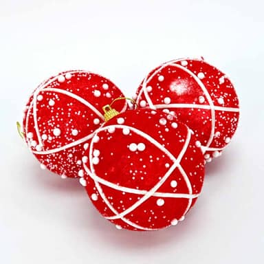 НОВОГОДИШНИ ЛАМПИОНИ ЦРВЕНИ 3/1 8ЦМ СТИРОПОР
